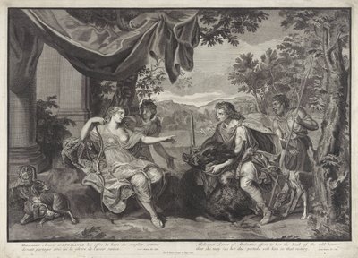 Meleagro le da la cabeza del jabalí de Caledonia a Atalanta Historia de Meleagro (título de la serie) de Bernard Picart