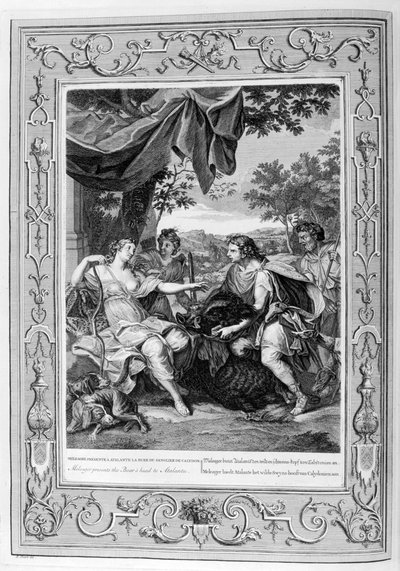 Meleagro presenta la cabeza del jabalí a Atalanta, 1733 de Bernard Picart