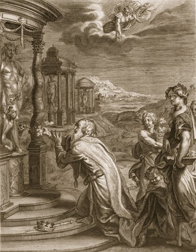 Oeneus, rey de Calidón, habiendo descuidado a Diana en un sacrificio es castigado por su impiedad, 1731 de Bernard Picart