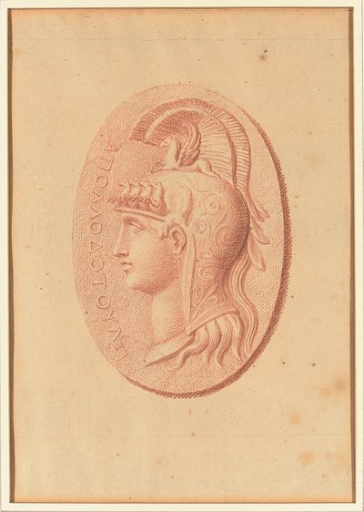 Uno de los cuatro estudios sobre camafeos, tres con retratos de perfil clásicos y uno con un relieve fragmentario de Cupido y dos leones dibujando un carro (tiza roja sobre papel). de Bernard Picart