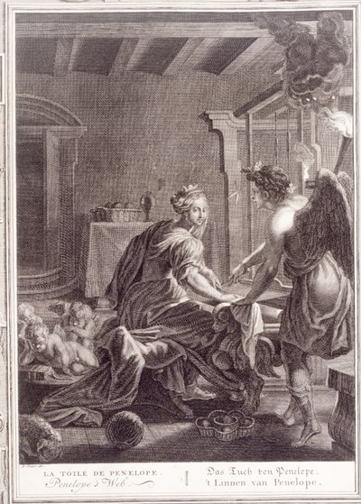 Penélope en su telar, 1731 de Bernard Picart
