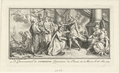 Pedro el Grande corona a su esposa Catalina I como Emperatriz, 1726 de Bernard Picart