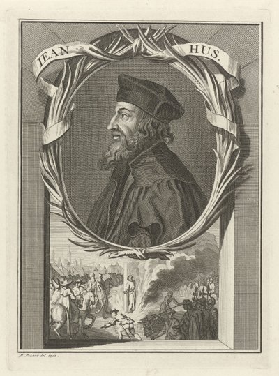 Retrato de John Hus, 1712 de Bernard Picart