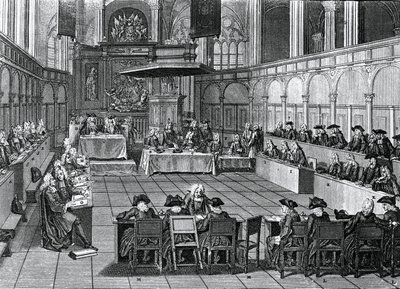 Sínodo protestante celebrado en 1730 en Nieuwe Kerk (Iglesia Nueva) en Ámsterdam, Países Bajos, grabado por Bernard Picart (1673-1733) de Bernard Picart