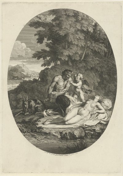 Sátiro acecha a la durmiente Venus de Bernard Picart