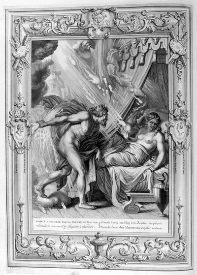 Semele es consumida por el fuego de Júpiter, 1733 de Bernard Picart