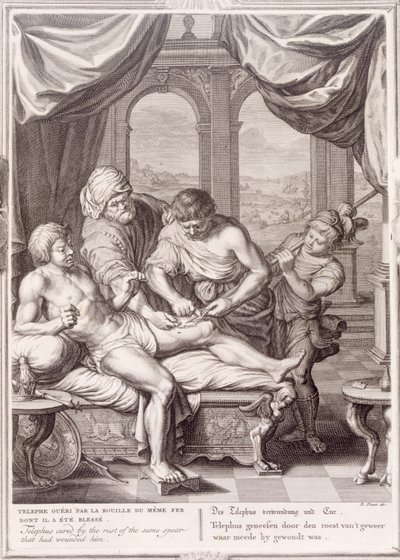 Telefo Curado por el Óxido de la Misma Lanza que lo Hirió, 1731 de Bernard Picart