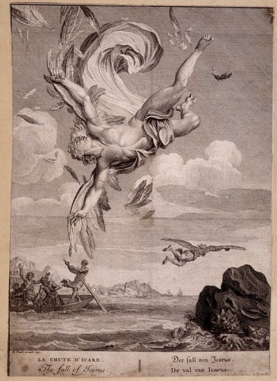 La caída de Ícaro - Grabado por Picart, Bernard (1673-1733) de Bernard Picart