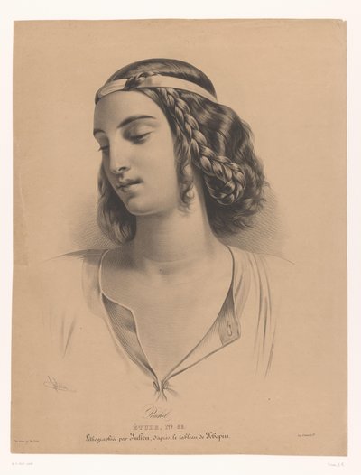 Portret van de la actriz Mademoiselle Rachel (Élisabeth Rachel Félix) Rachel (título en el objeto) Estudio (título de la serie sobre el objeto) de Bernard Romain Julien
