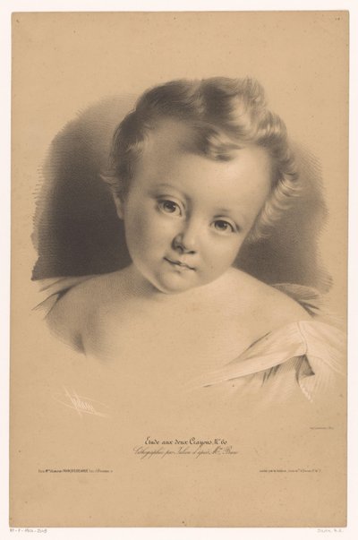 retrato, de, un, niño pequeño Estudios en dos tipos de tiza (título de la serie) Etude aux deux Crayons (título de la serie en el objeto) de Bernard Romain Julien