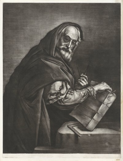 Filósofo con una brújula y un libro Retratos de filósofos (título de la serie) de Bernard Vaillant