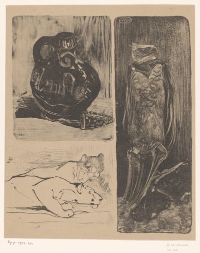 Jarrón, leonas y un buitre de Bernard Willem Wierink