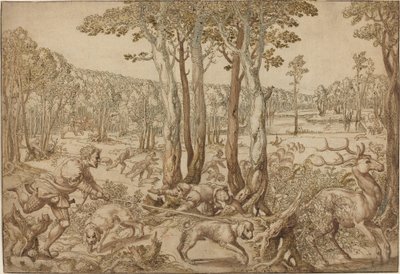 Las Cacerías de Maximiliano: La Caza del Ciervo (Agosto) de Bernard van Orley