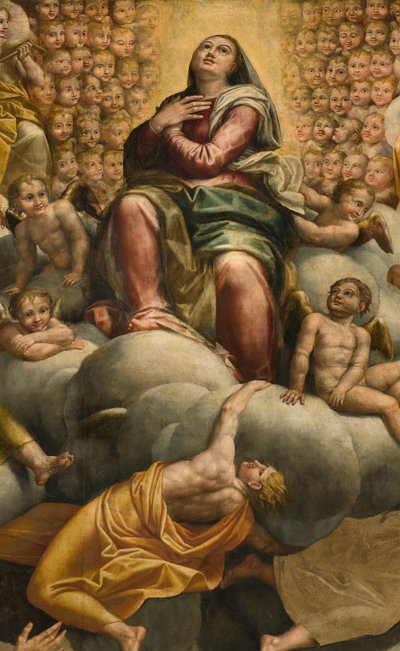 Ábside, Retablo de Bernardino Gatti llamado Il Sojaro completado por Giovanni Battista Trotti llamado IL Malosso, Asunción de la Virgen de Bernardino Gatti