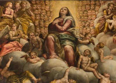 Ábside, Retablo de Bernardino Gatti llamado Il Sojaro completado por Giovanni Battista Trotti llamado IL Malosso, Asunción de la Virgen de Bernardino Gatti