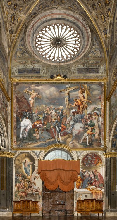 Contrafachada, IL Pordenone, Crucifixión 1520-21, Deposición 1522, Bernardino Gatti, Resurrección 1529 de Bernardino Gatti
