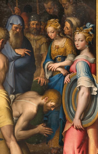 Capilla de Nuestra Señora del Pueblo, segundo tramo lado norte, Decapitación del Bautista (detalle) de Bernardino Campi