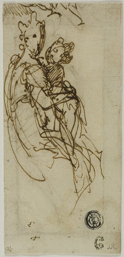 Virgen y Niño sentados (recto); Virgen y Niño sentados (verso) de Bernardino India