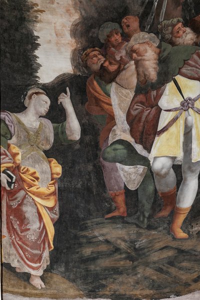Detalle del Martirio de Santa Catalina (fresco) de Bernardino Lanino