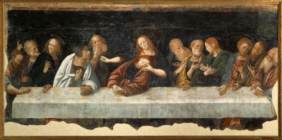 Italia, Vercelli, pintura de La Última Cena de Bernardino Lanino