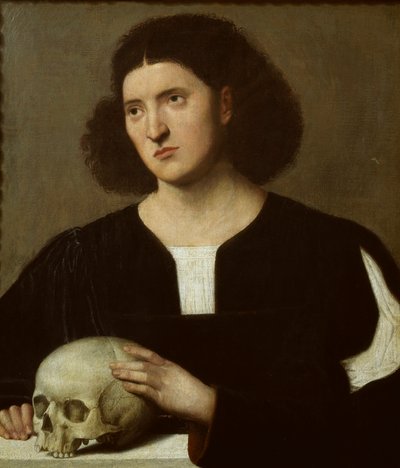 Retrato de un joven con una calavera, c. 1510-1515 de Bernardino Licinio