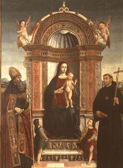 Madonna y el Niño con San Nicolás de Tolentino y San Agustín de Bernardino Loschi