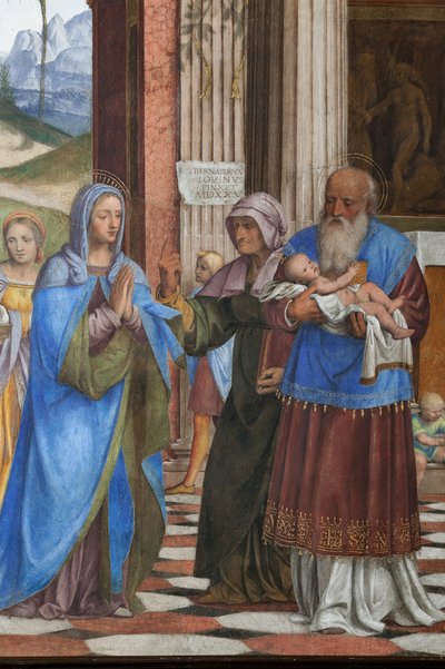 Detalle de la Presentación de Jesús en el Templo (fresco) de Bernardino Luini