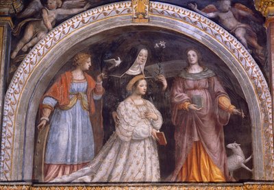 Ginevra Bentivoglio Sforza tomando el velo de Bernardino Luini