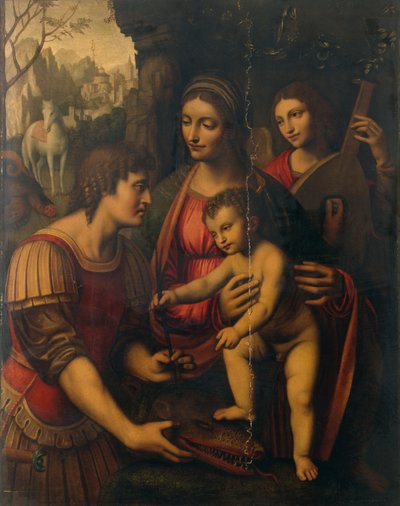 Madonna y Niño con San Jorge y un ángel de Bernardino Luini
