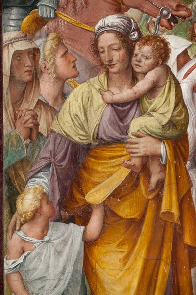 Mujer y niños, detalle de la Pasión y Crucifixión de Cristo de Bernardino Luini