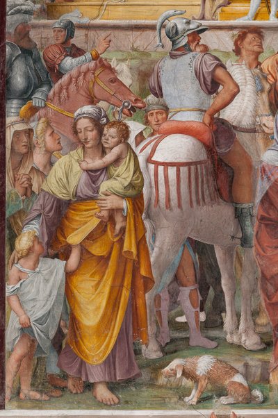 Mujer y niños, detalle de la Pasión y Crucifixión de Cristo de Bernardino Luini