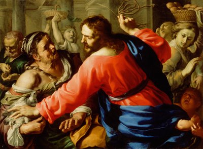 Cristo limpiando el templo, c.1655 de Bernardino Mei