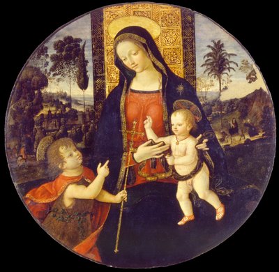 Virgen y niño con Juan el Bautista de niño, 1490-1500 de Bernardino Pinturicchio