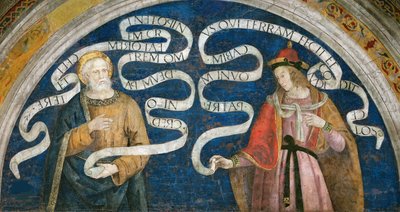 El apóstol Pedro y el profeta Jeremías - El apóstol Pedro y el profeta Jeremías, de Pinturicchio, Bernardino, Taller de (1454-1513). Nuevo de Bernardino di Betto (workshop of) Pinturicchio