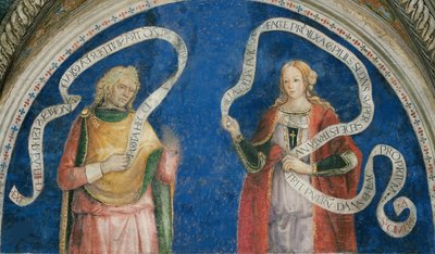 Le Prophete Ezechiel et la sibylle cimmerienne - El profeta Ezequiel y la sibila cimeria, de Pinturicchio, Bernardino, Taller de (1454-1513). Fresco de Bernardino di Betto (workshop of) Pinturicchio