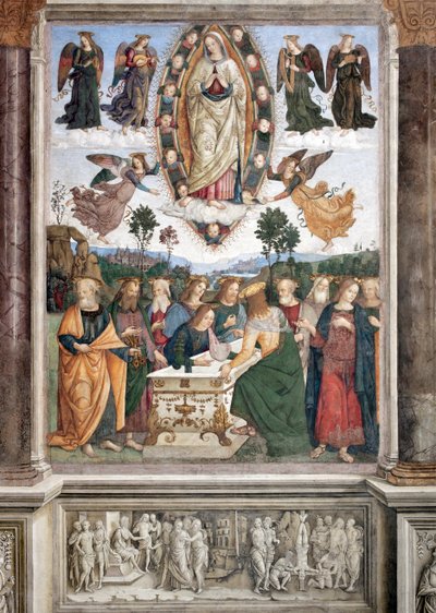 Asunción de la Virgen - La Virgen está representada en una mandorla - Fresco de Pinturicchio (Bernardino di Betto) (1454-1513) 1484-1492 Roma, Basílica de Santa Maria del Popolo, Capilla Basso della Rovere de Bernardino di Betto Pinturicchio