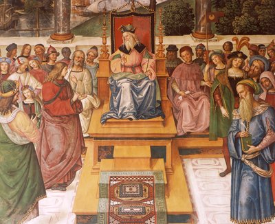 Enea Silvio Piccolomini se encuentra con el rey Jacobo I de Escocia (detalle) de Bernardino di Betto Pinturicchio