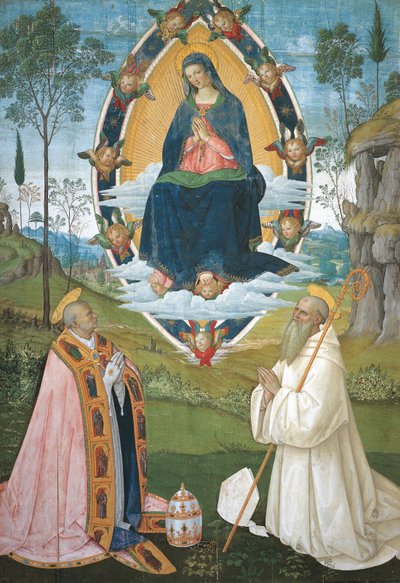 Madonna con San Gregorio Magno y San Benito de Bernardino di Betto Pinturicchio