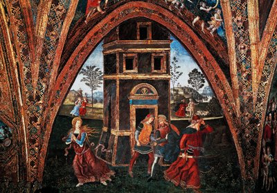 Martirio de Santa Bárbara, por Bernardino Pinturicchio (ca 1452-1513), fresco, Sala de los Santos, Apartamentos Borgia, Palacio Apostólico, Ciudad del Vaticano, Italia de Bernardino di Betto Pinturicchio