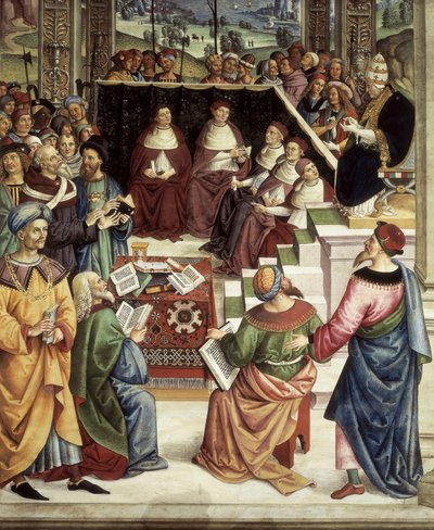 Pío II convocado en Mantua para la dieta organizada para planear la Cruzada contra los turcos (detalle) de Bernardino di Betto Pinturicchio
