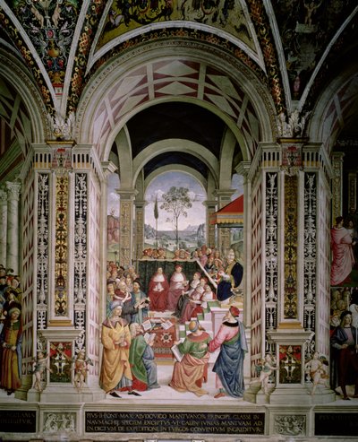 El Papa Pío II (1405-64) preside la Dieta de Mantua en 1459 de Bernardino di Betto Pinturicchio