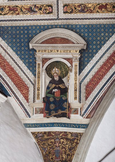 San Agustín de Hipona, detalle de los Doctores de la Iglesia (fresco) de Bernardino di Betto Pinturicchio