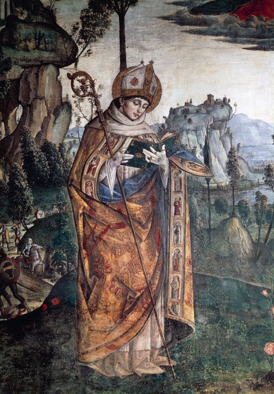 San Luis de Tolosa, detalle de la Gloria de San Bernardino de Bernardino di Betto Pinturicchio