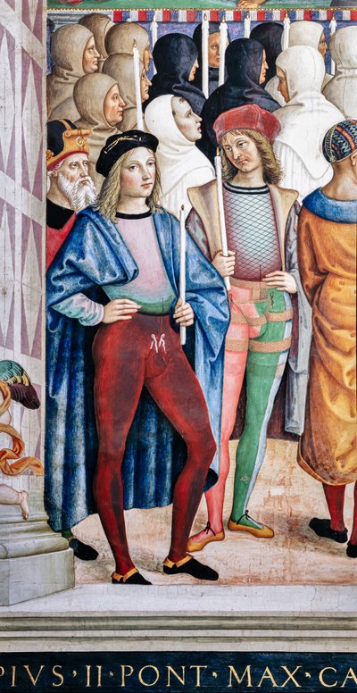 La Biblioteca Piccolomini, pared suroeste: "Pío II canoniza a Santa Catalina de Siena, 29 de junio de Bernardino di Betto Pinturicchio