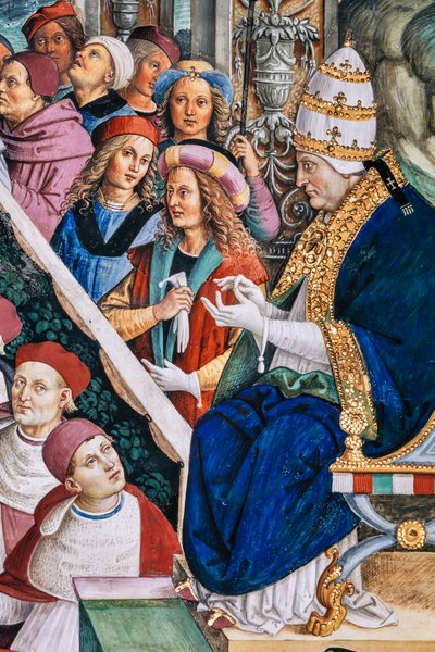 La Biblioteca Piccolomini, pared suroeste: "Pío II preside la Dieta de Mantua, el 1 de junio de Bernardino di Betto Pinturicchio