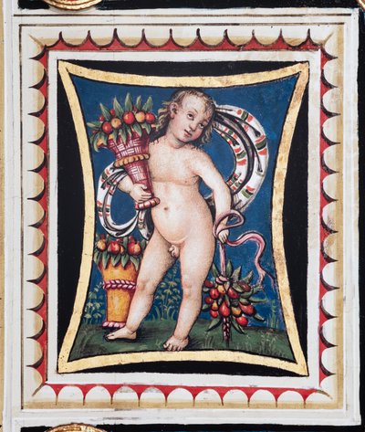 La Biblioteca Piccolomini, el techo, panel con la alegoría de las Estaciones: "Primavera", fresco de Bernardino di Betto, conocido como Pinturicchio. de Bernardino di Betto Pinturicchio