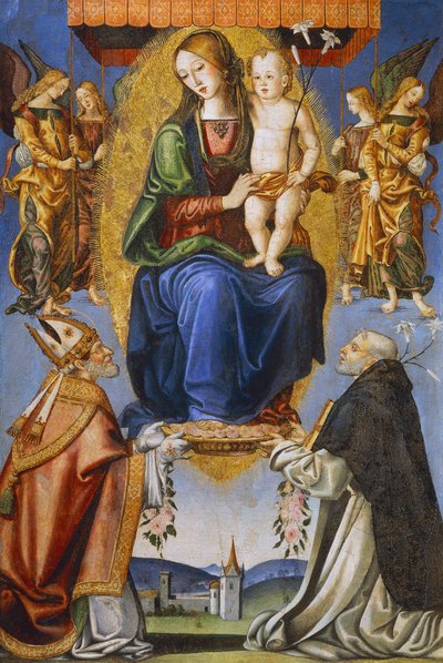 Madonna y Niño con San Severino y Domingo de Bernardino di Mariotto