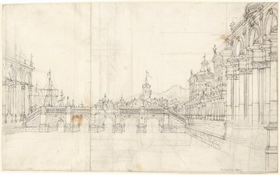 Un Capricho de Palacios y una Logia Frente a un Puente Clásico de Bernardo Bellotto