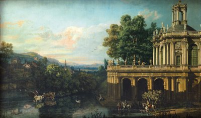 Capricho arquitectónico con un palacio, c. 1766 de Bernardo Bellotto