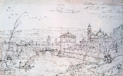 Puente sobre el Río y Santa Giustina, c1740-1780 de Bernardo Bellotto